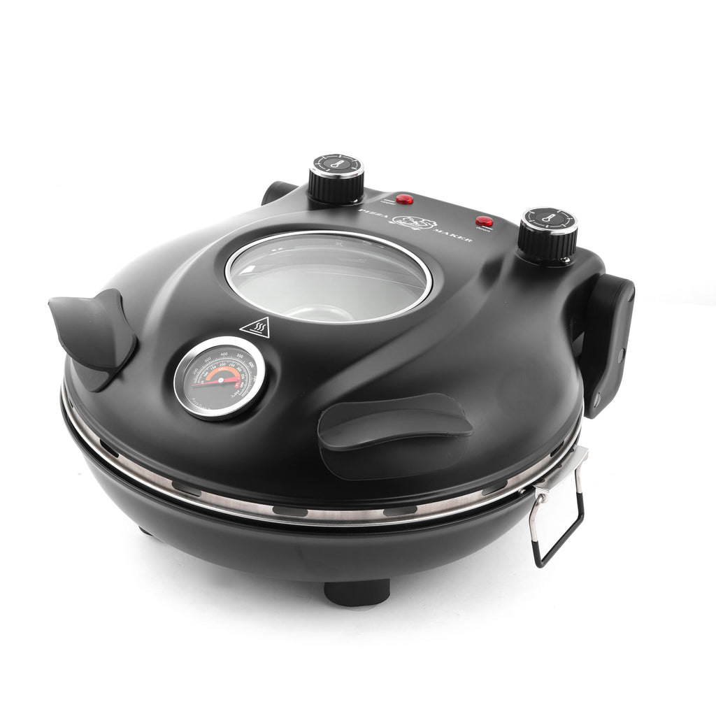 Klaif elektrisk pizzamaskin, 420℃, 1200 watt, 5 separate temperaturnivåer, flammebestandig steinplate 1200W 32cm