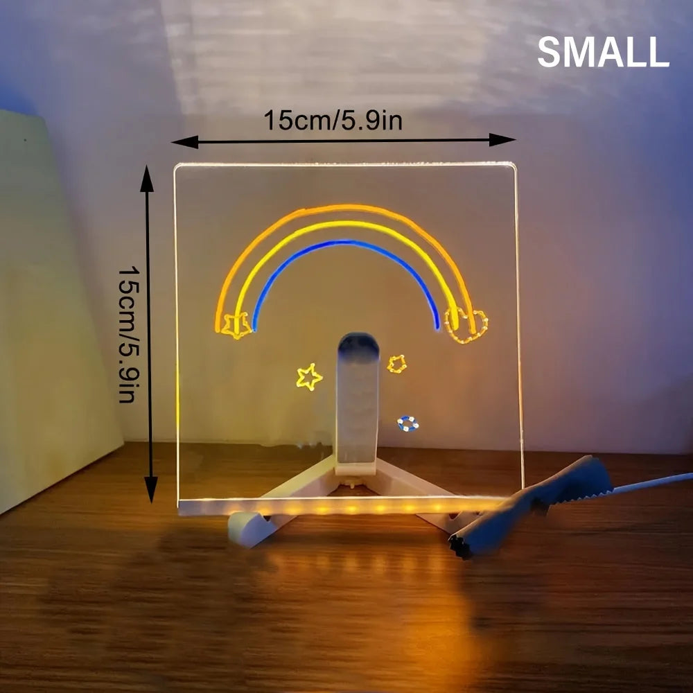 LED oppslagstavle DIY akryl nattlys 7 penner tegnebrett oppladbar RGB viskbar maleri tegnebrett barnebursdagsgave