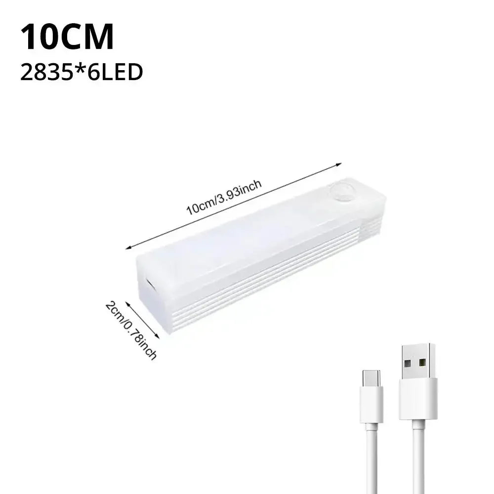 Trådløs LED-bevegelsessensorlampe nattlys USB oppladbar magnetisk for garderobeskap rom kjøkken gang rørdetektorpære