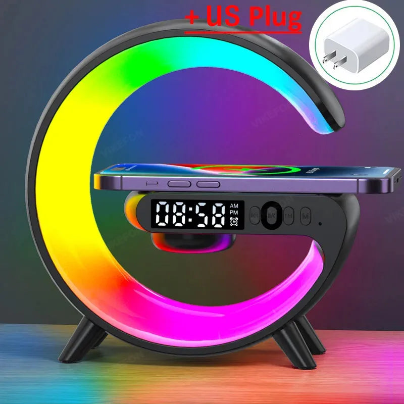 LumaBeat™ Smart G-form LED-lampe med Bluetooth-høyttaler og trådløs lading