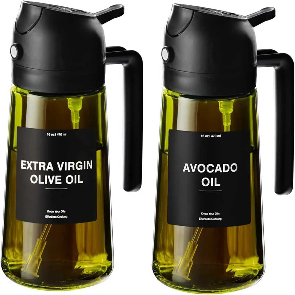 2-i-1 oljesprayer og helleflaske i glass – 470 ml