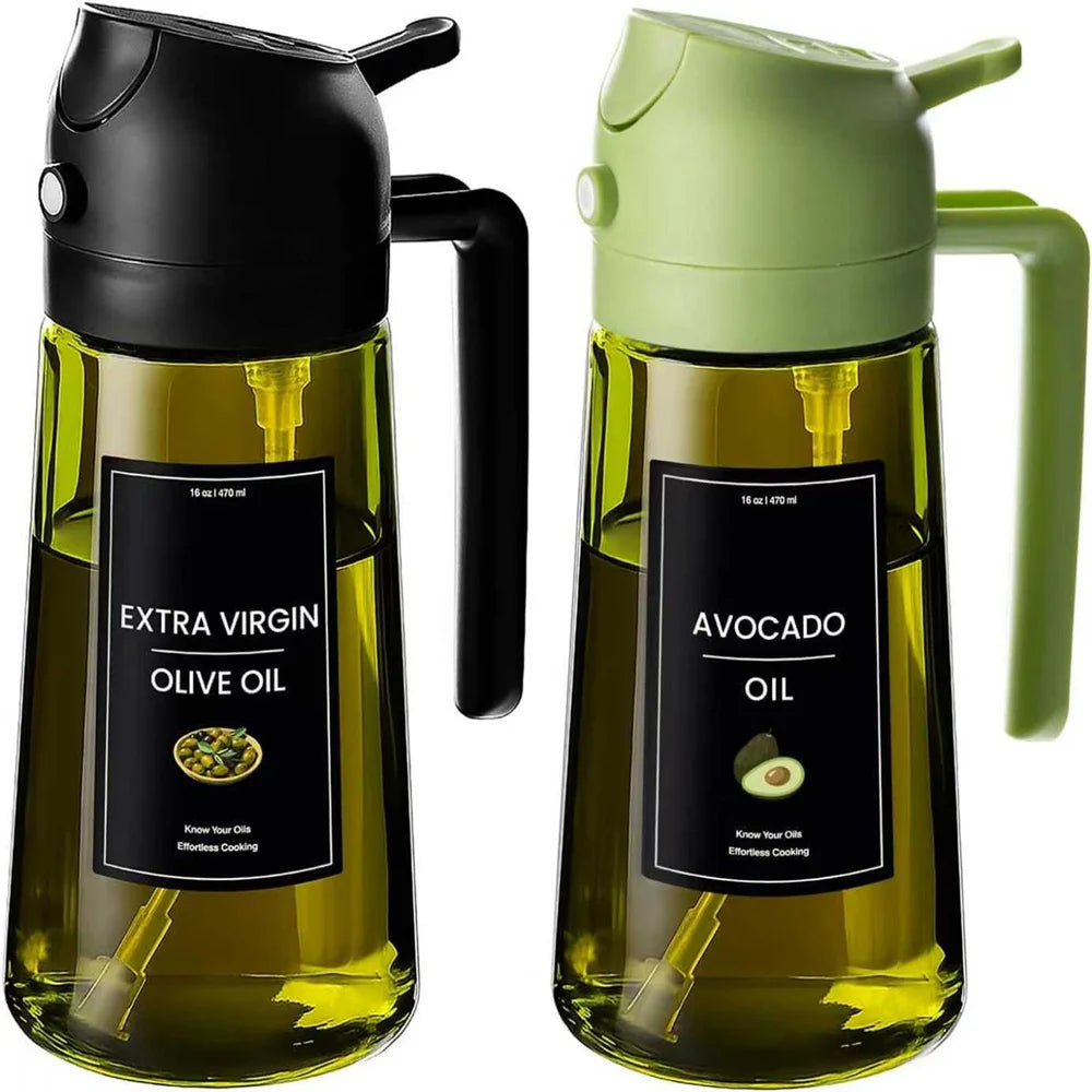 2-i-1 oljesprayer og helleflaske i glass – 470 ml