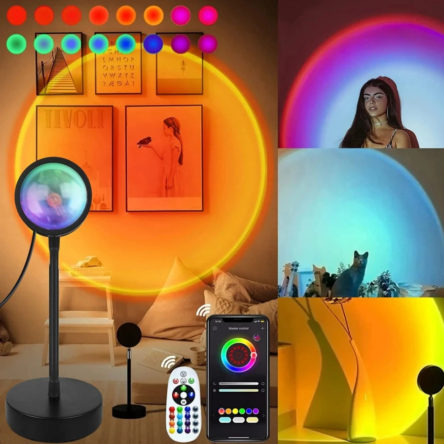 Smart Sunset Lamp Tuya LED nattlys USB RGB Smart Life APP Fjernkontroll Projeksjon For Romdekorasjon Fotografering Festival Bursdag