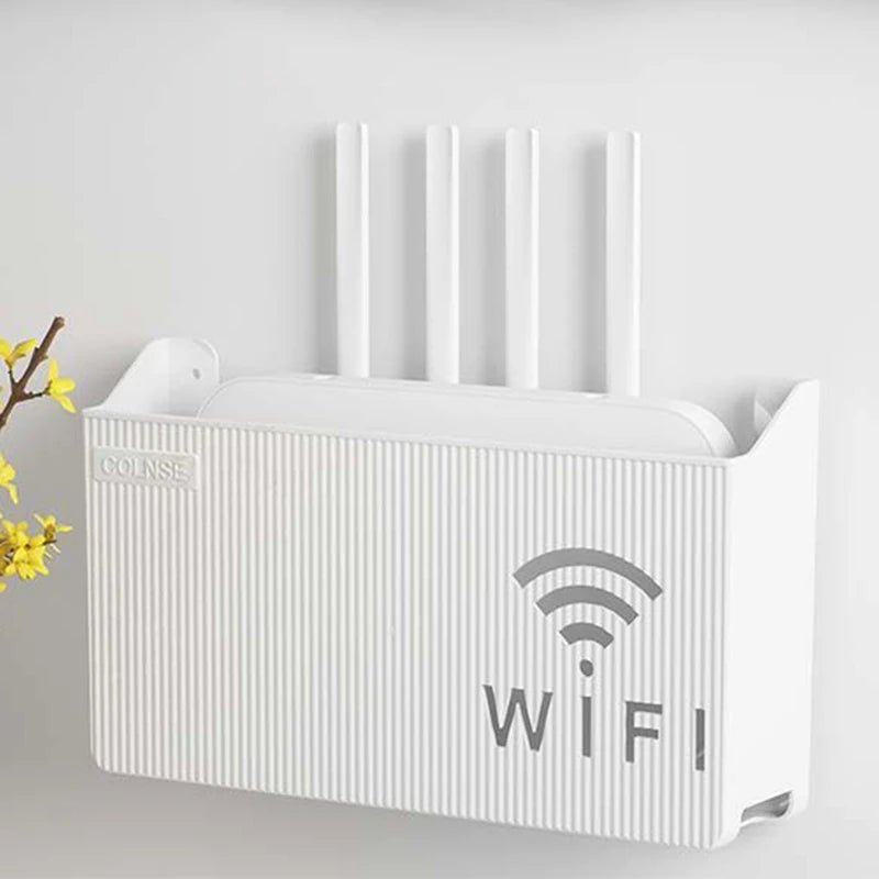Veggmontert oppbevaringshylle for WiFi-ruter og TV-boks