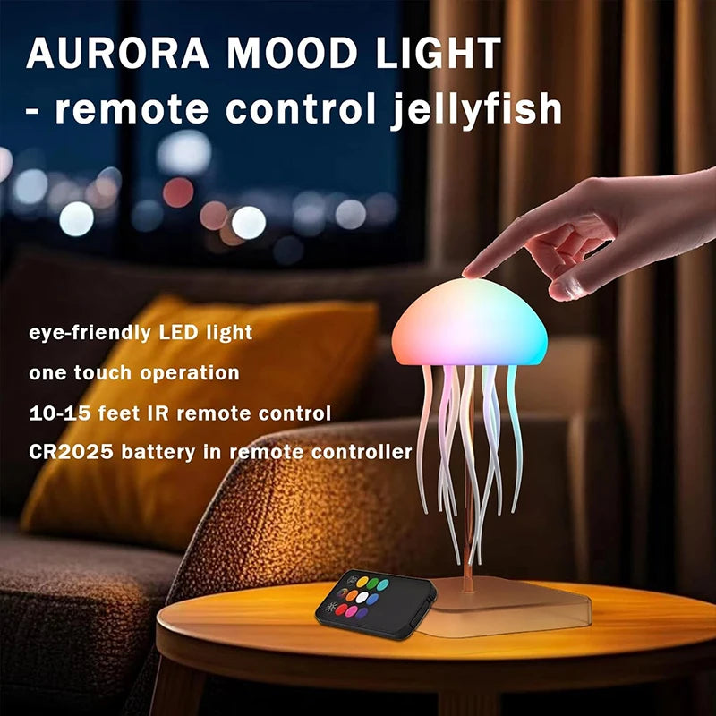 LED manetlampe med 9 tentakler, 2 driftsmoduser, ultralang batterilevetid, fargegradientlyseffekter med fjernkontroll