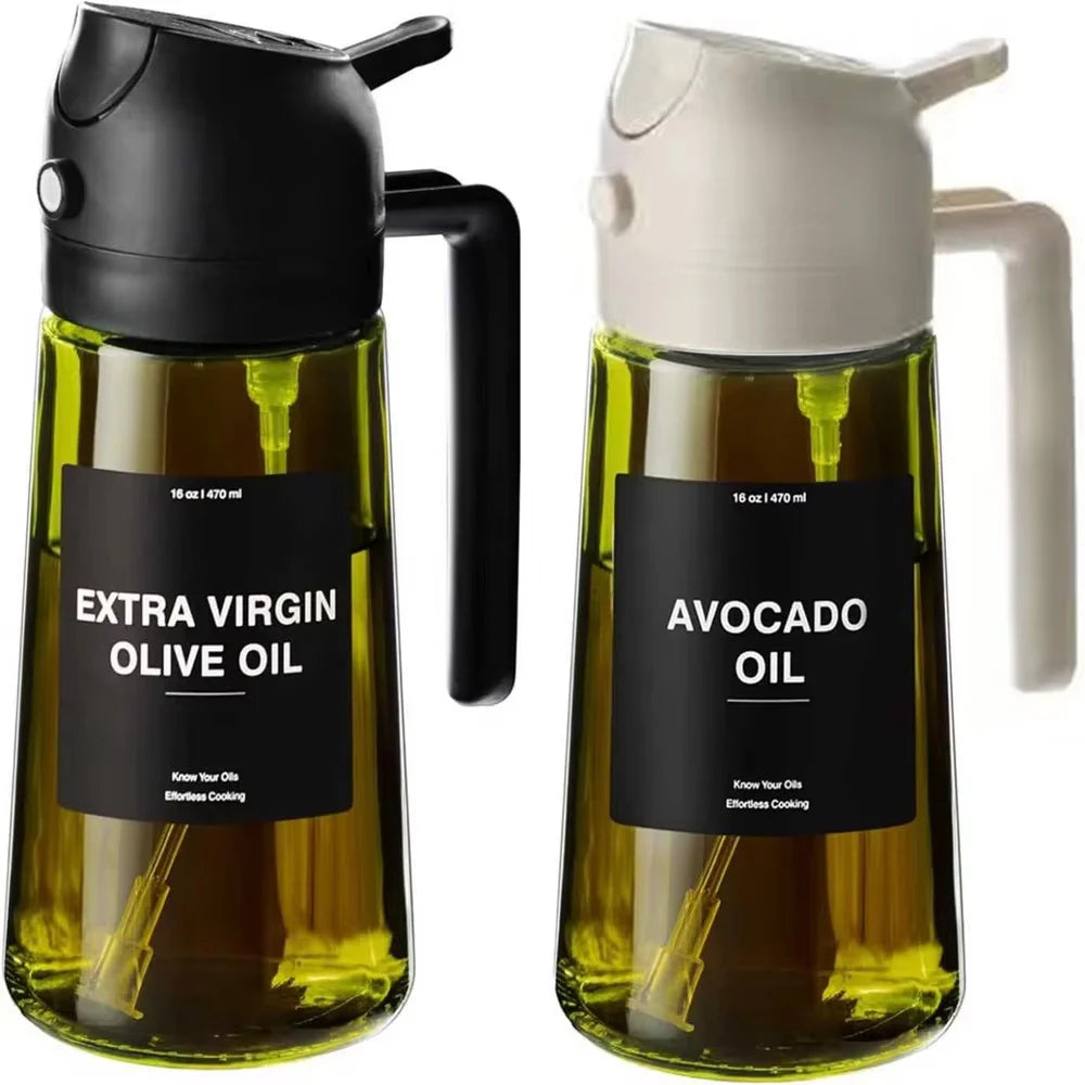 2-i-1 oljesprayer og helleflaske i glass – 470 ml