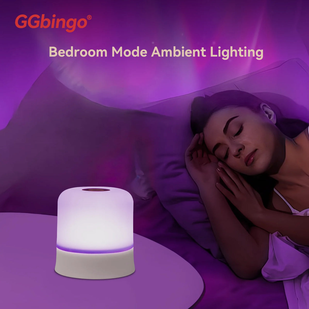GGbingo Touch nattlampe, oppladbar nattlampe med fjernkontroll, RGB dimbar bordlampe, stemningsbelysning for soverom og stue