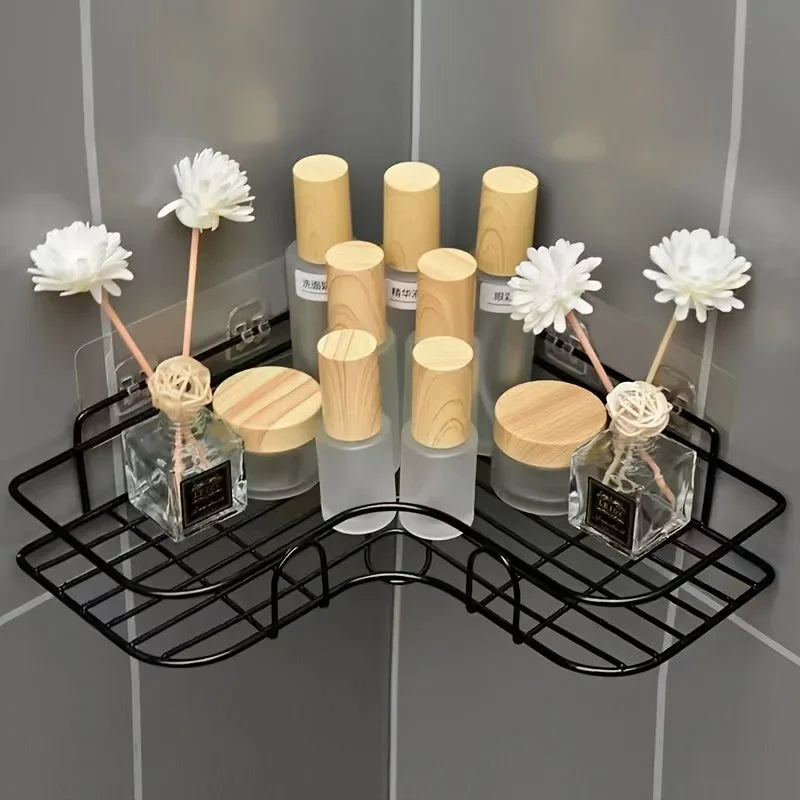 Stainless Steel Corner Shower Rack - Rustproof, Wall-mounted Bathroom Storage Rack for Shampoo, Toner and Cosmetics