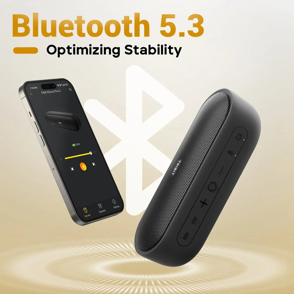 TRIBIT XSound Plus 2 Bærbar Bluetooth-høyttaler, 30W effekt, IPX7 vanntett trådløs høyttaler, 24-timers spilletid for camping, fotturer