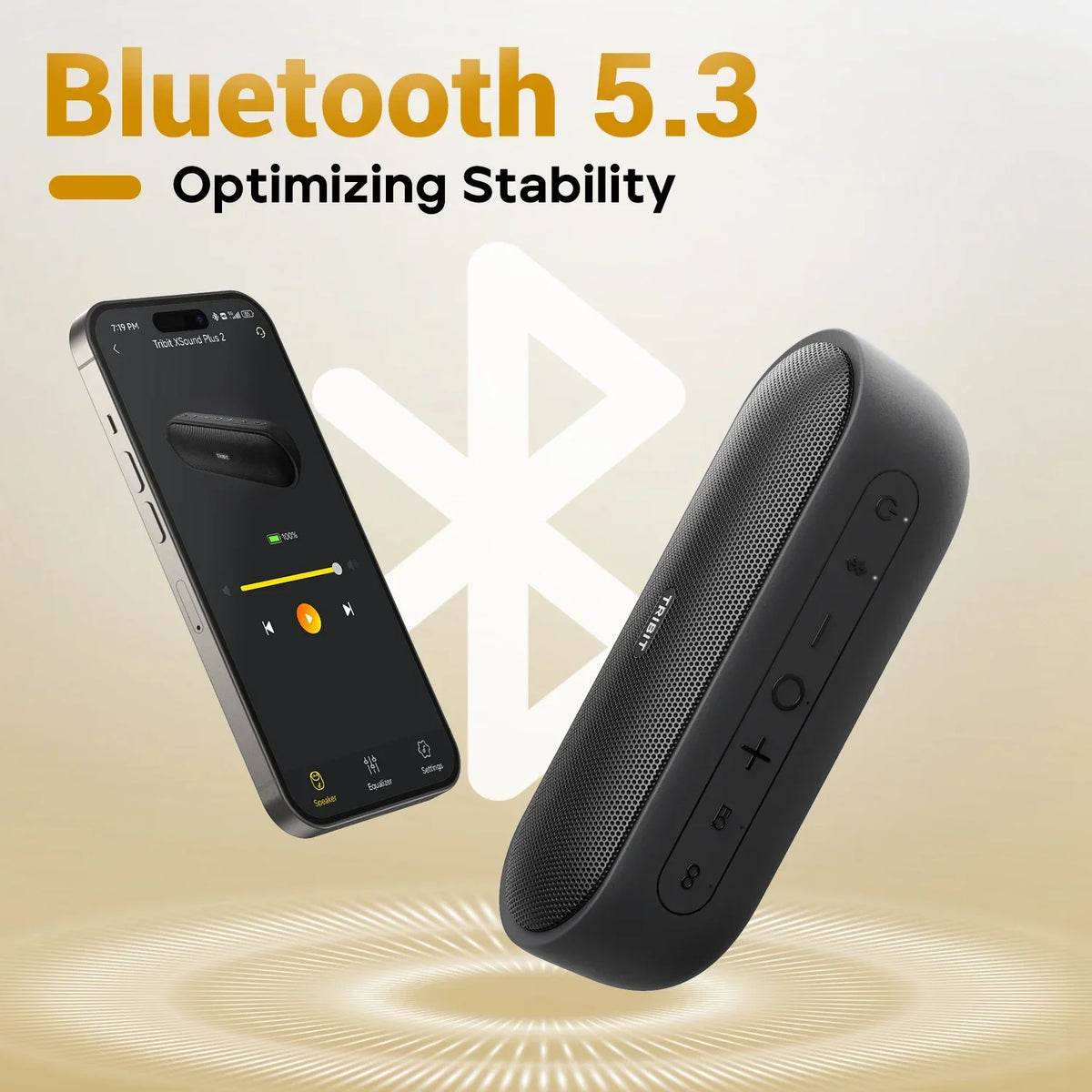 TRIBIT XSound Plus 2 Bærbar Bluetooth-høyttaler, 30W effekt, IPX7 vanntett trådløs høyttaler, 24-timers spilletid for camping, fotturer