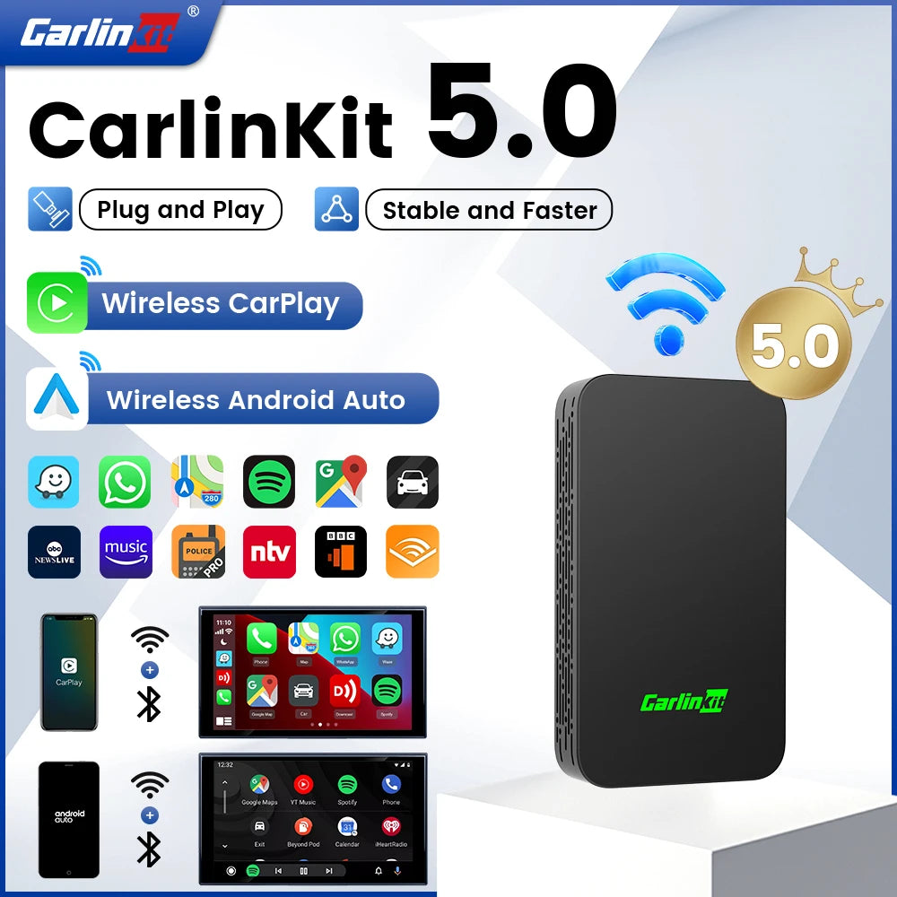 2026 CarlinKit 5.0 2Air trådløs Android Auto-boks bærbar CarPlay trådløs dongel for bilradio med kablet CarPlay/Android Auto