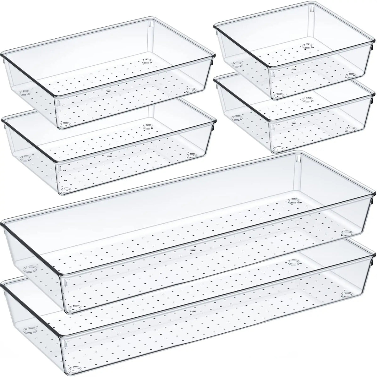 60/6/9/12-pakk skufforganisatorer gjennomsiktige plastbeholdere for oppbevaring på bad og sminkebord, for organisering av hjem og sminkesett