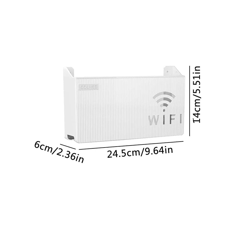 Veggmontert oppbevaringshylle for WiFi-ruter og TV-boks