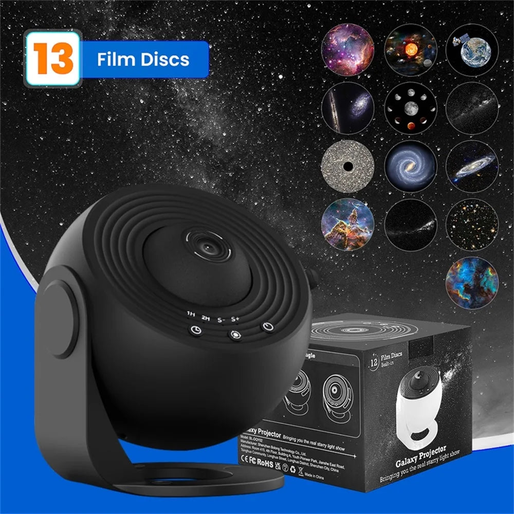 Stjerneprojektor, 13-i-1 Planetarium Galakseprojektor, 360° rotasjon, stillegående design, HD-bilde og tidsfunksjon for soverom, bursdag, juledekorasjon