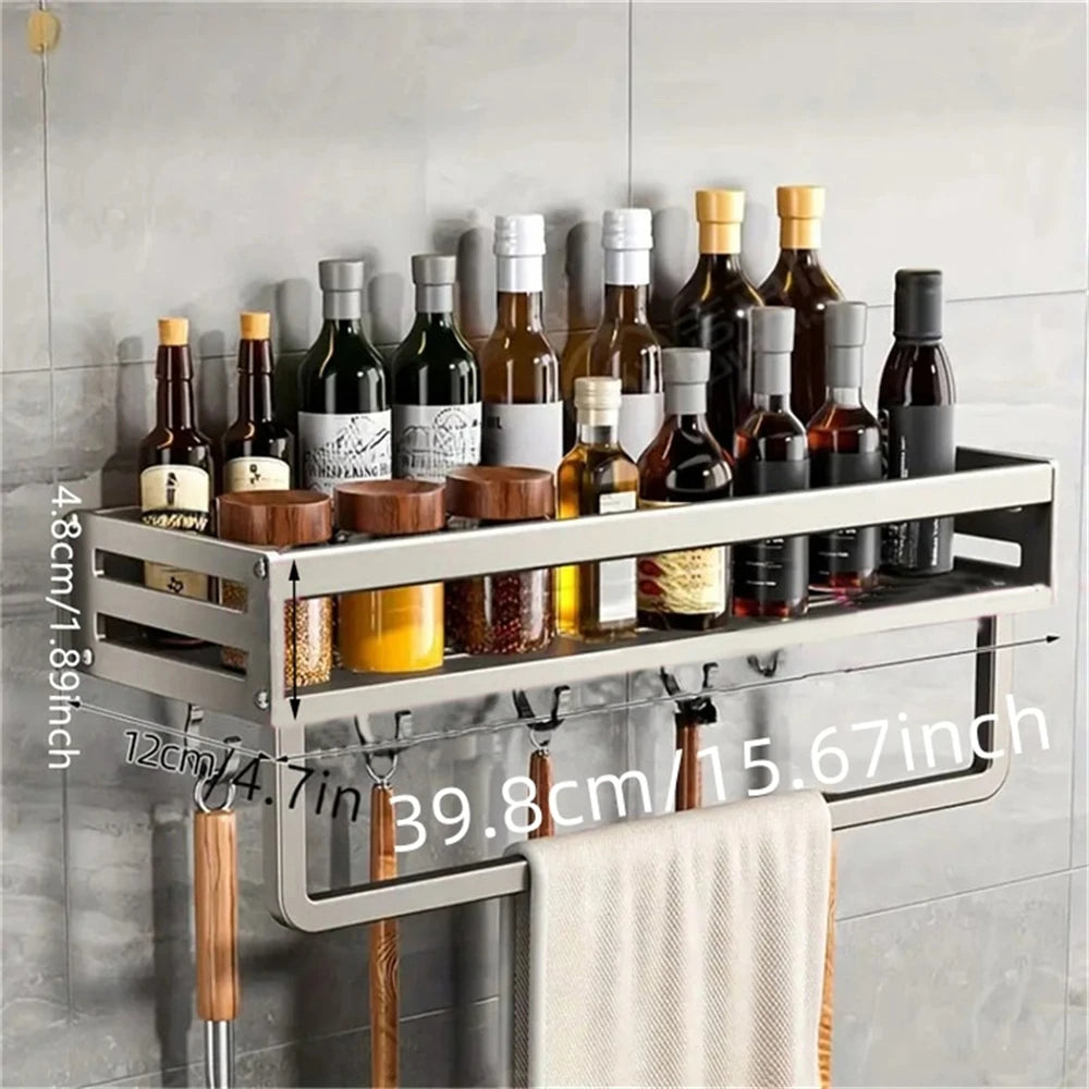 Veggmontert krydderhylle i aluminium – 30–50 cm