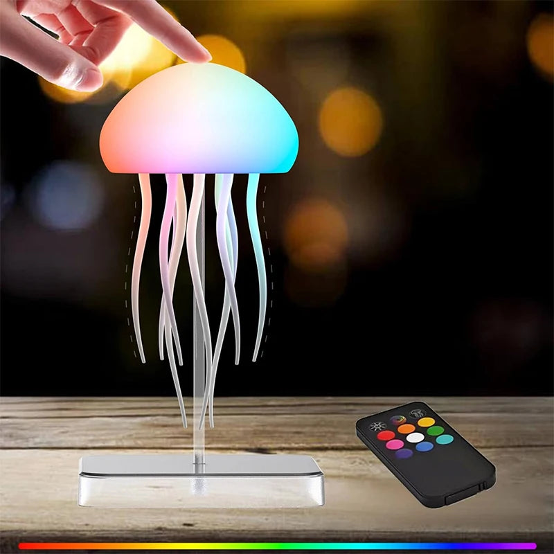 LED manetlampe med 9 tentakler, 2 driftsmoduser, ultralang batterilevetid, fargegradientlyseffekter med fjernkontroll