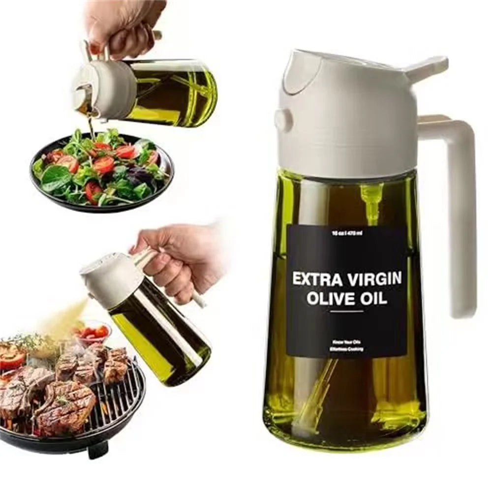 2-i-1 oljesprayer og helleflaske i glass – 470 ml