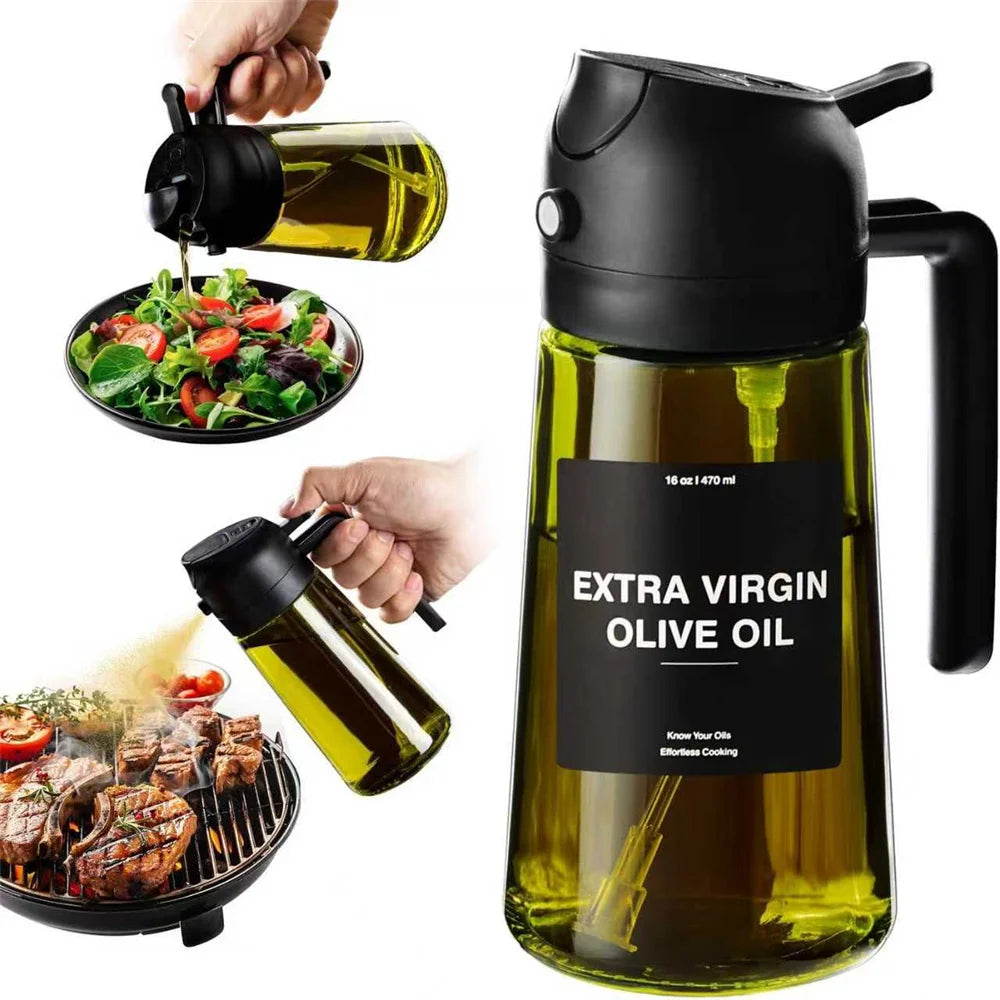 2-i-1 oljesprayer og helleflaske i glass – 470 ml