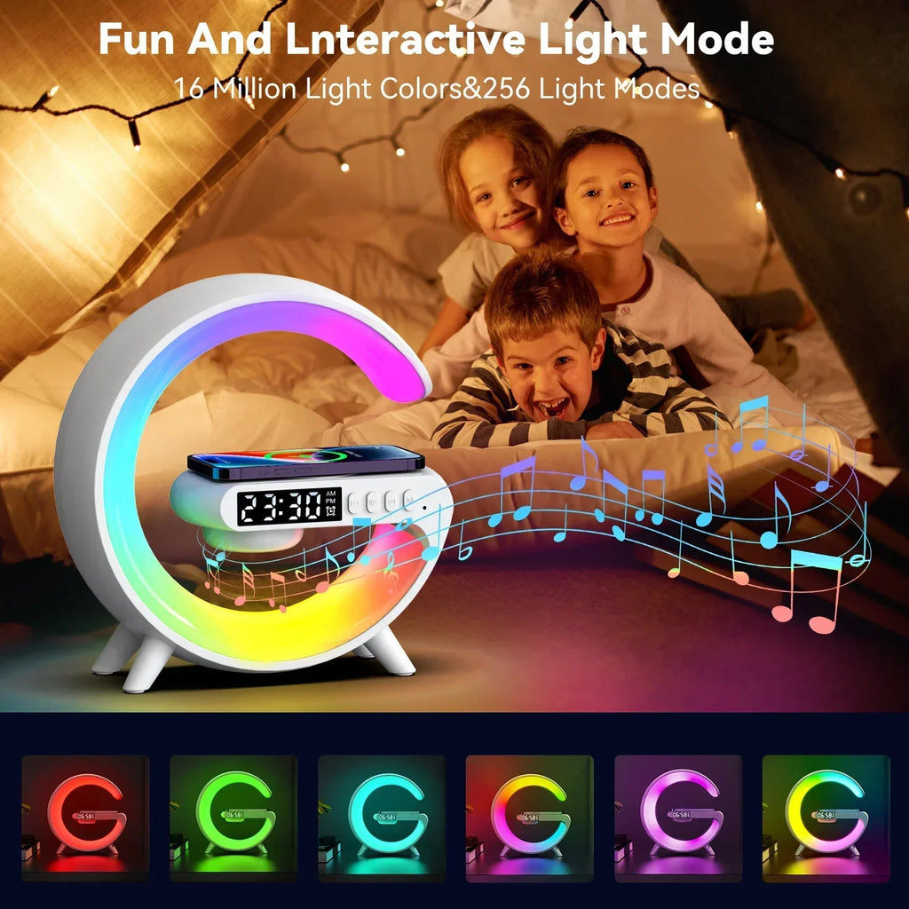 LumaBeat™ Smart G-form LED-lampe med Bluetooth-høyttaler og trådløs lading