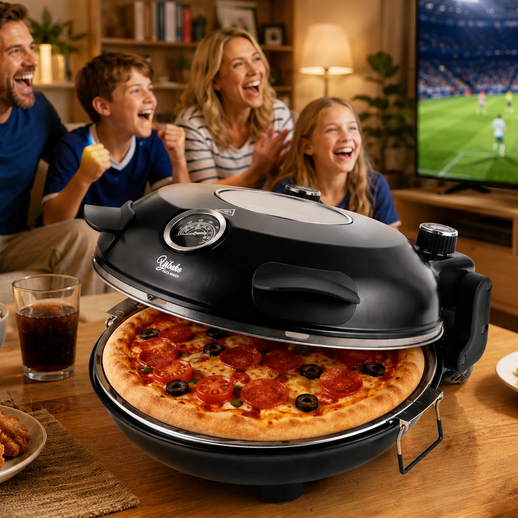 Klaif elektrisk pizzamaskin, 420℃, 1200 watt, 5 separate temperaturnivåer, flammebestandig steinplate 1200W 32cm