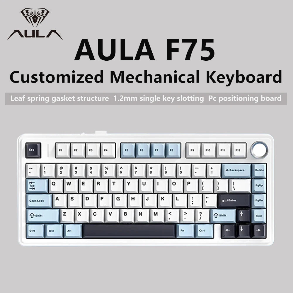 AULA F75 2.4G Trådløst/Bluetooth/Kablet Mekanisk Gamingtastatur RGB Tilpasset 75 % Layout OEM Profil Gasket Struktur