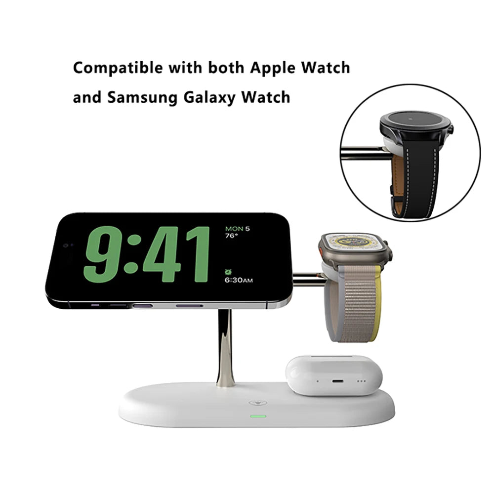 TIMESS 3-i-1 magnetisk ladestasjon for iPhone, Watch og AirPods