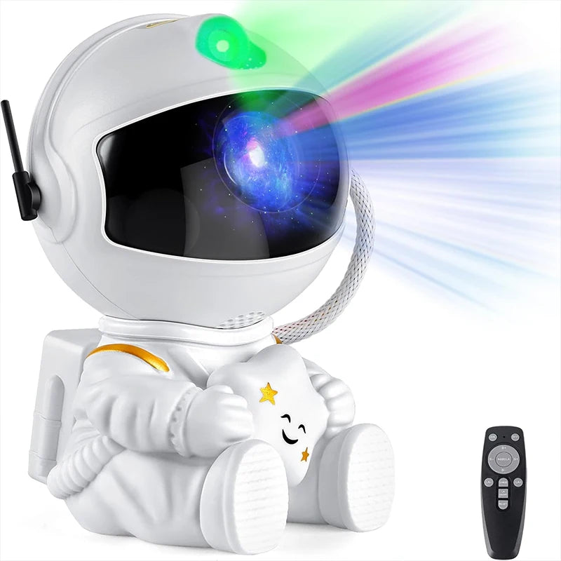 Astronaut Galaxy Projektor Nattlys Hvit som holder stjerne, Stjerneprojektorlampe for barnerom, Romdekor og gave