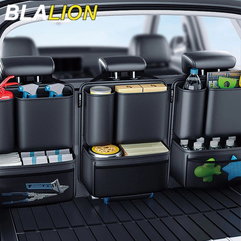 BLALION Car Trunk Leatherette Storage Bag Detachable Auto Seat Back Pocket High-capacity Hanging Organizers for Jeeps SUVs Vans