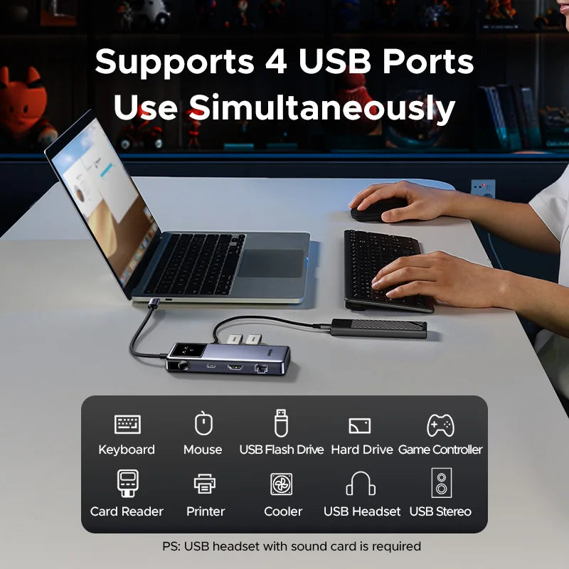 UGREEN Uno 7-i-1 USB-C-hub – 4K HDMI, USB 3.0 og Gigabit Ethernet