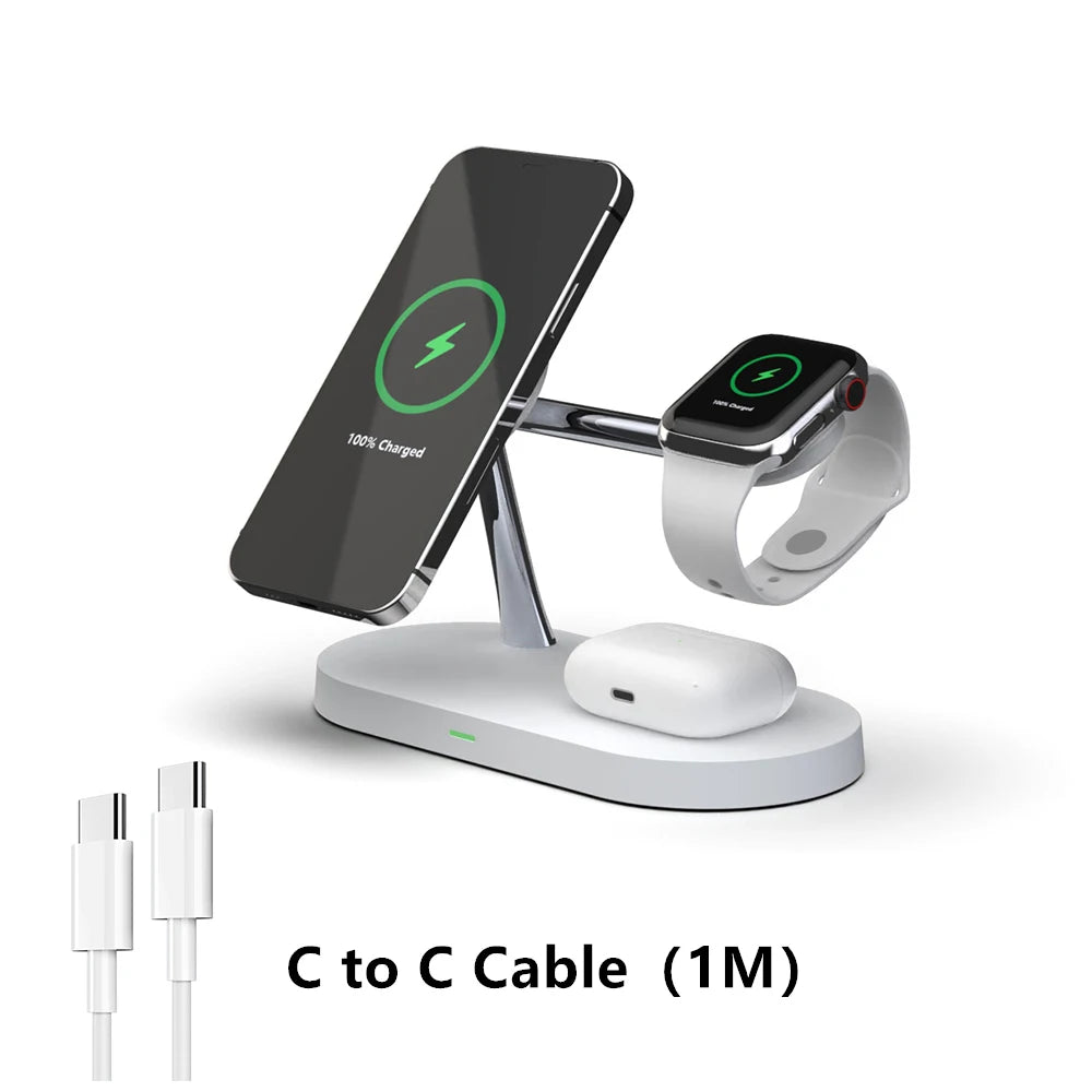 TIMESS 3-i-1 magnetisk ladestasjon for iPhone, Watch og AirPods