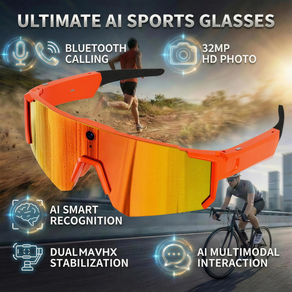 AI Voice Translate Smart Glasses 1200P Video Recording Camera Bluetooth WiFi Anti-Shake Polarized Lens Driving Sports Sunglasses