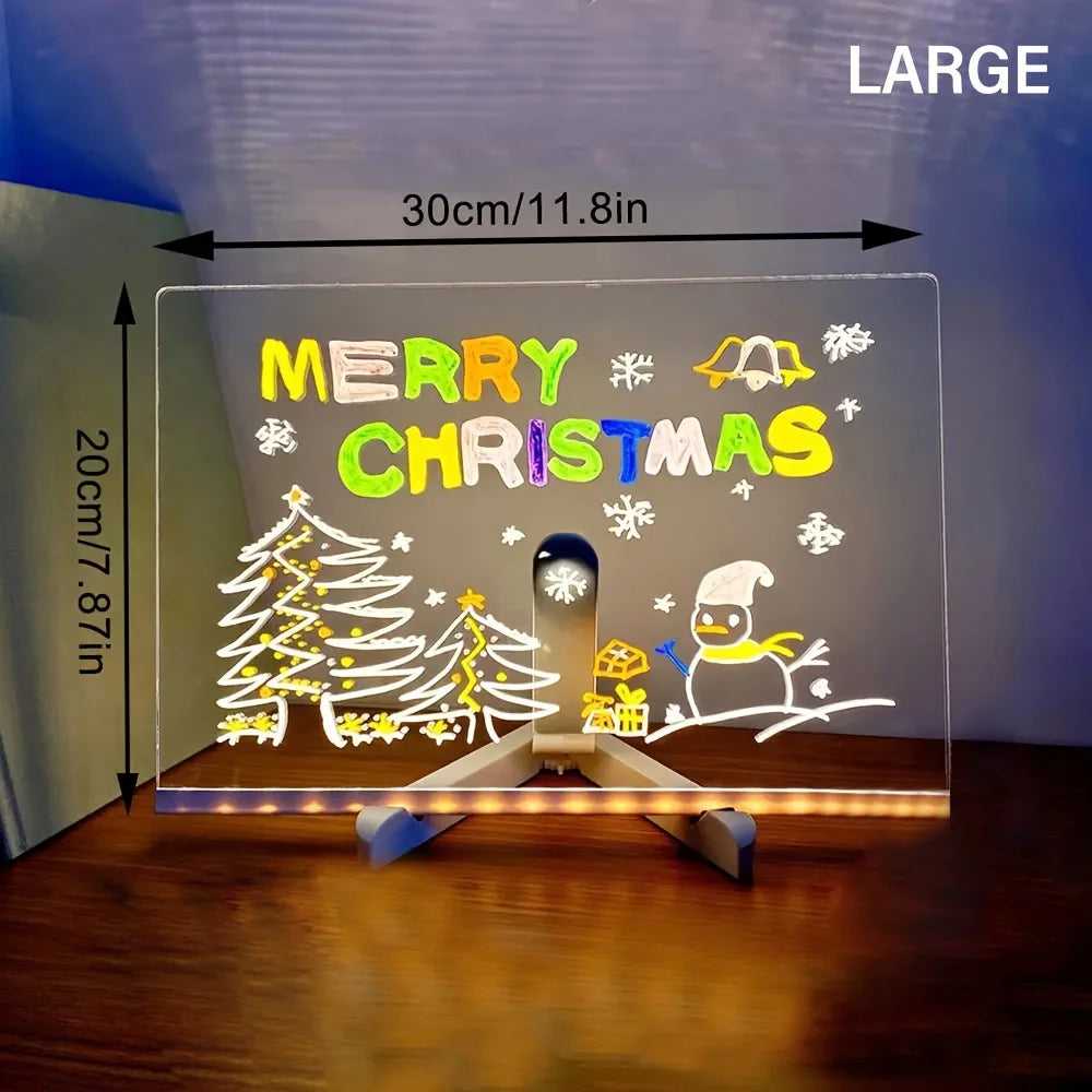 LED oppslagstavle DIY akryl nattlys 7 penner tegnebrett oppladbar RGB viskbar maleri tegnebrett barnebursdagsgave