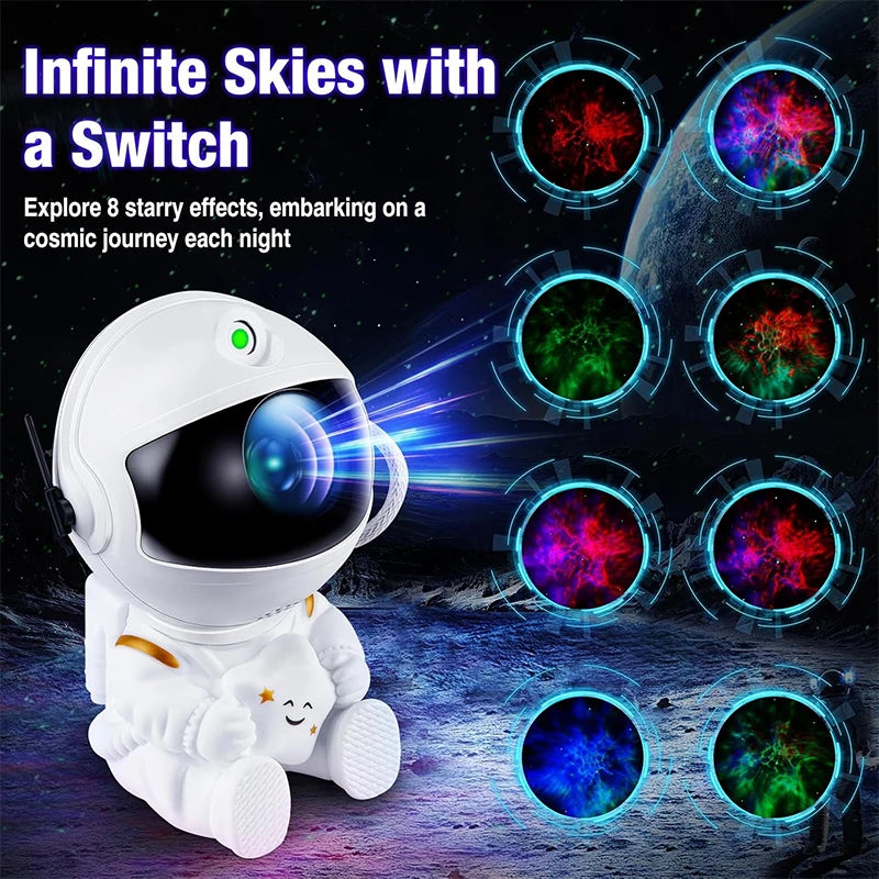 Astronaut Galaxy Projektor Nattlys Hvit som holder stjerne, Stjerneprojektorlampe for barnerom, Romdekor og gave