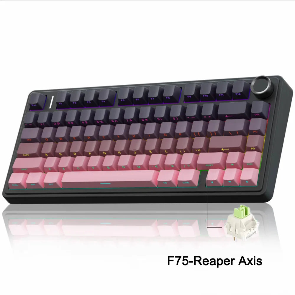 AULA F75 2.4G Trådløst/Bluetooth/Kablet Mekanisk Gamingtastatur RGB Tilpasset 75 % Layout OEM Profil Gasket Struktur