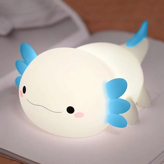 Nattlampe for barn, søt lilla axolotl-lampe, LED klembar nattlampe til barnerom, myk silikon nattbordslampe med dyremotiv