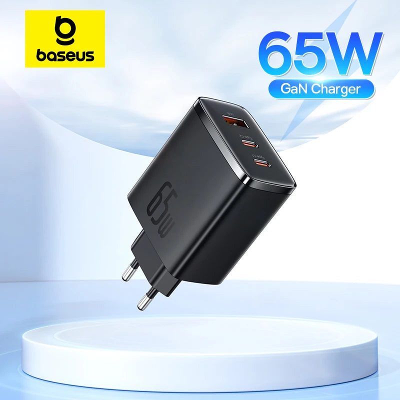 Baseus GaN5 65 W hurtiglader med tre porter