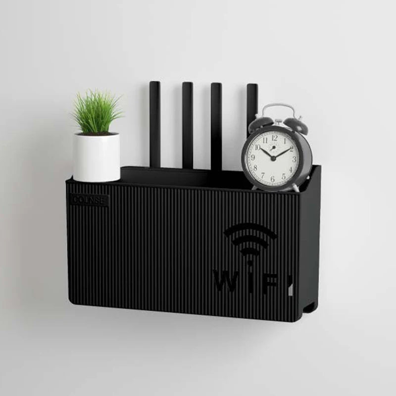 Veggmontert oppbevaringshylle for WiFi-ruter og TV-boks