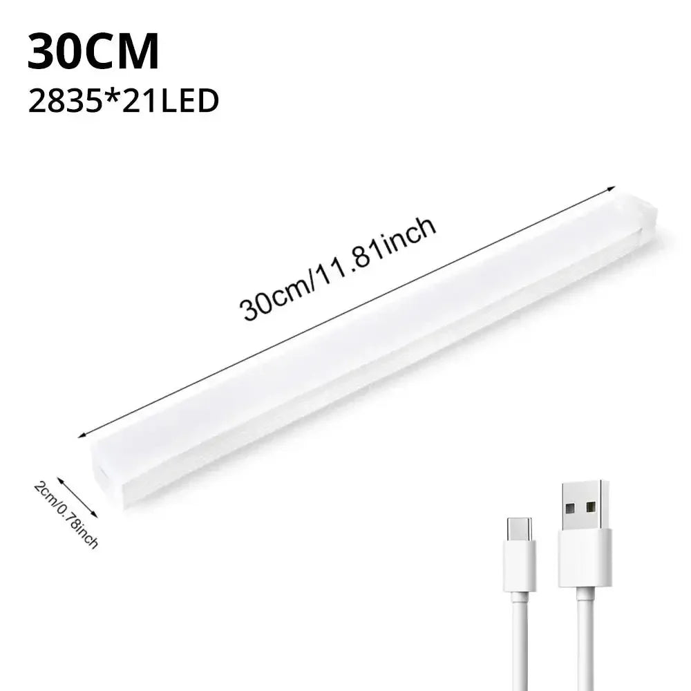 Trådløs LED-bevegelsessensorlampe nattlys USB oppladbar magnetisk for garderobeskap rom kjøkken gang rørdetektorpære