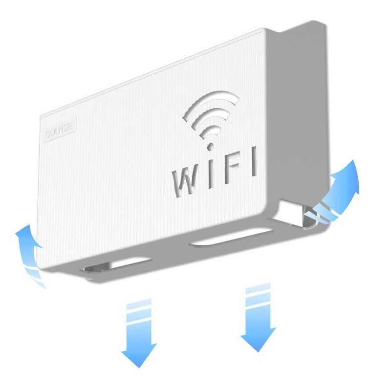 Veggmontert oppbevaringshylle for WiFi-ruter og TV-boks