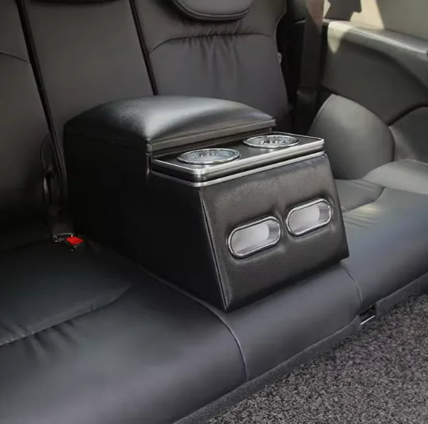 High-Quality Leather Car Rear Center Console Storage Armrest Box with Cup Holders Customizable for Various Models