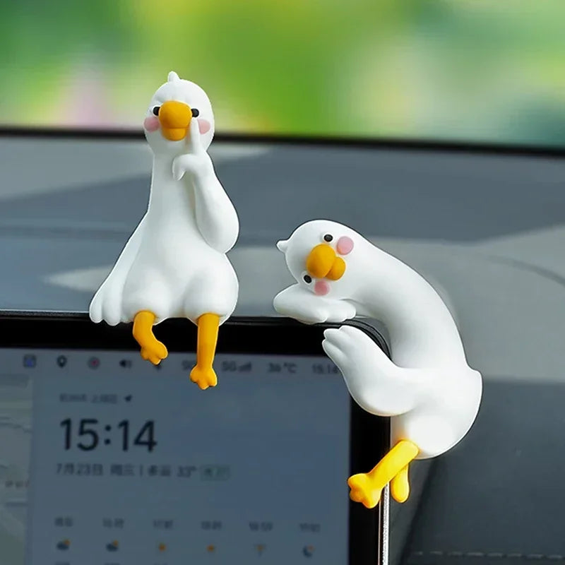 Figur av tegneseriedyr i harpiks til skrivebord, bilens dashbord, TV-monitor, gaveidé, søt 3D-andefigur, mini-andepynt i harpiks, leken