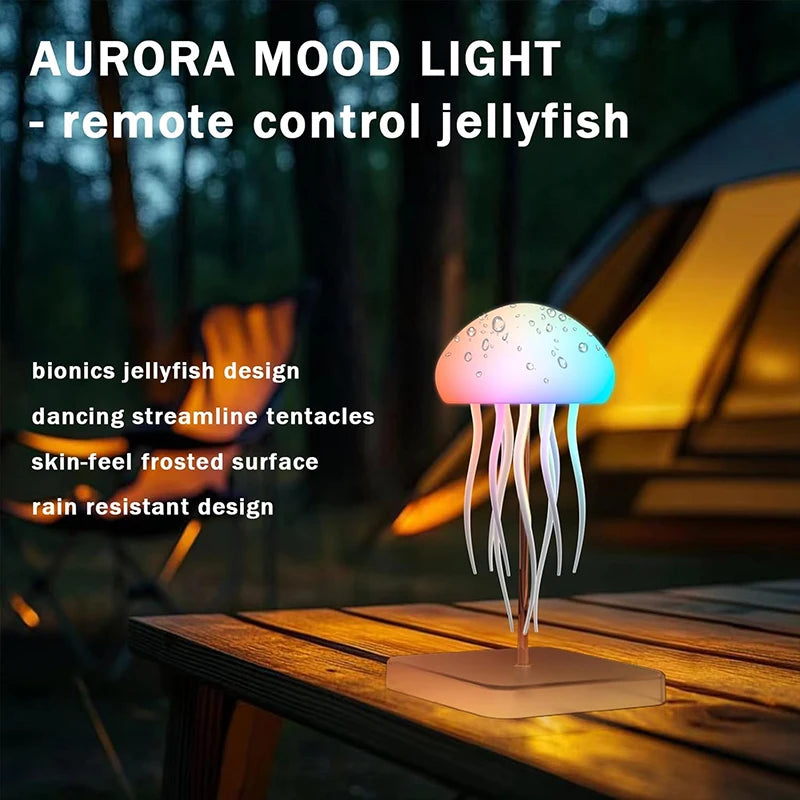 LED manetlampe med 9 tentakler, 2 driftsmoduser, ultralang batterilevetid, fargegradientlyseffekter med fjernkontroll