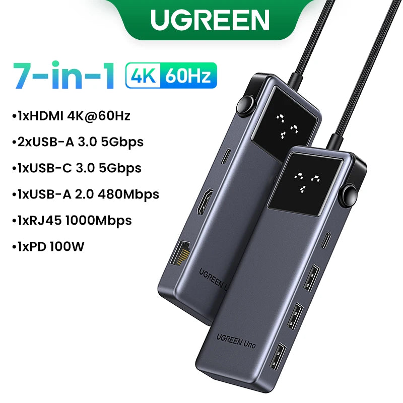 UGREEN Uno 7-i-1 USB-C-hub – 4K HDMI, USB 3.0 og Gigabit Ethernet
