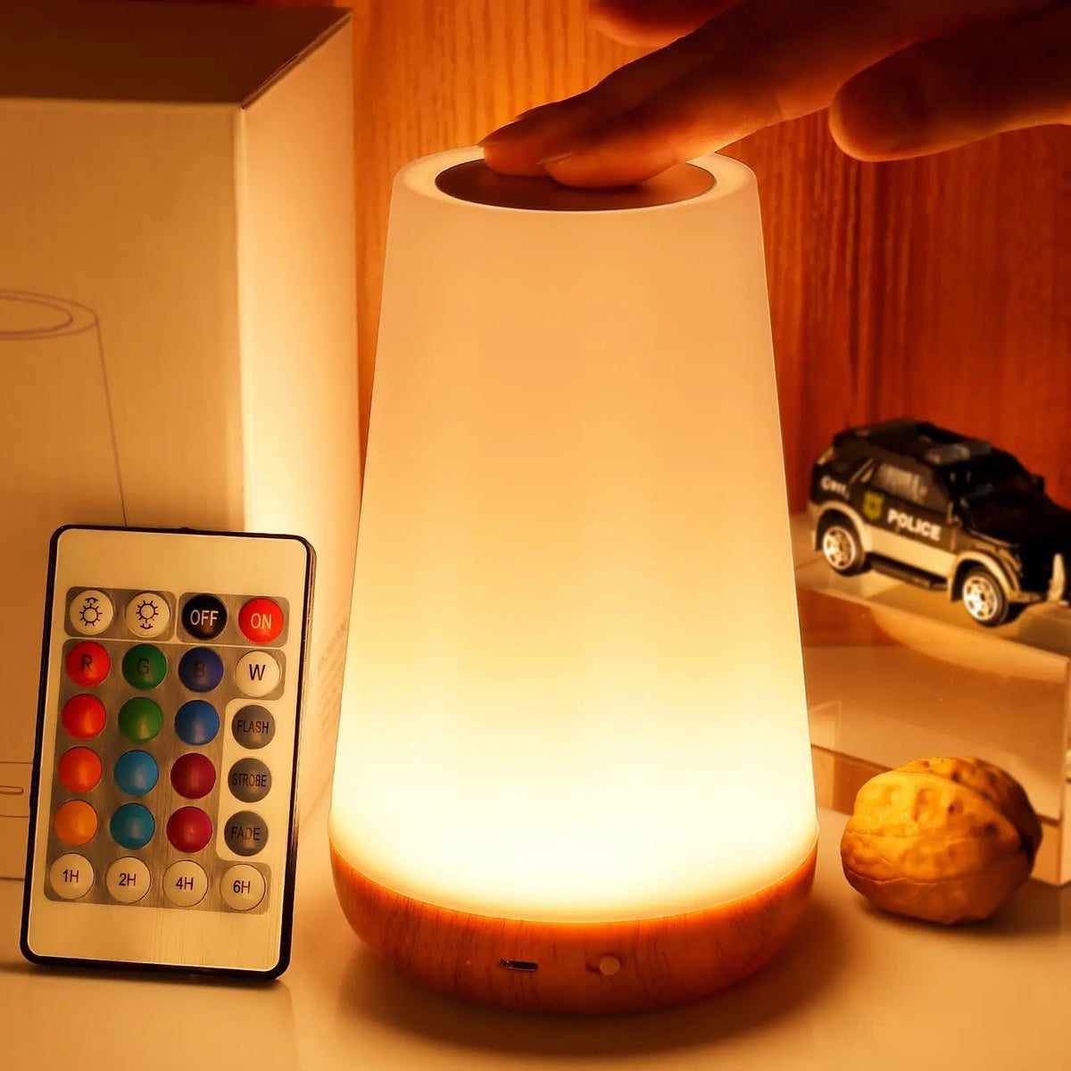 13 fargeendrende nattlampe Fjernkontroll Berøring USB-oppladbar RGB-nattlampe Dimbar lampe Bærbar Bord Nattbordslampe