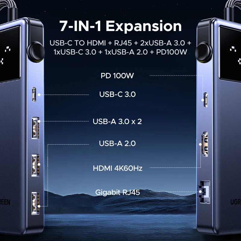UGREEN Uno 7-i-1 USB-C-hub – 4K HDMI, USB 3.0 og Gigabit Ethernet