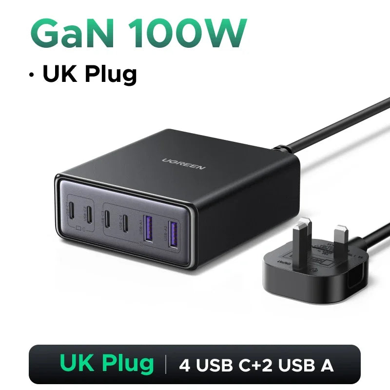 UGREEN CD328 6-i-1 GaN bordlader med opptil 100 W