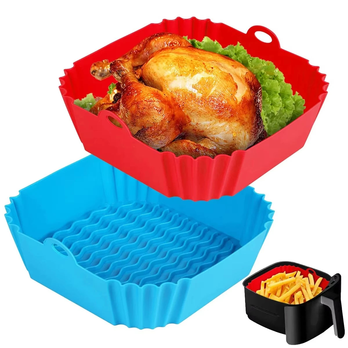 Gjenbrukbart silikoninnlegg til airfryer – 19 cm