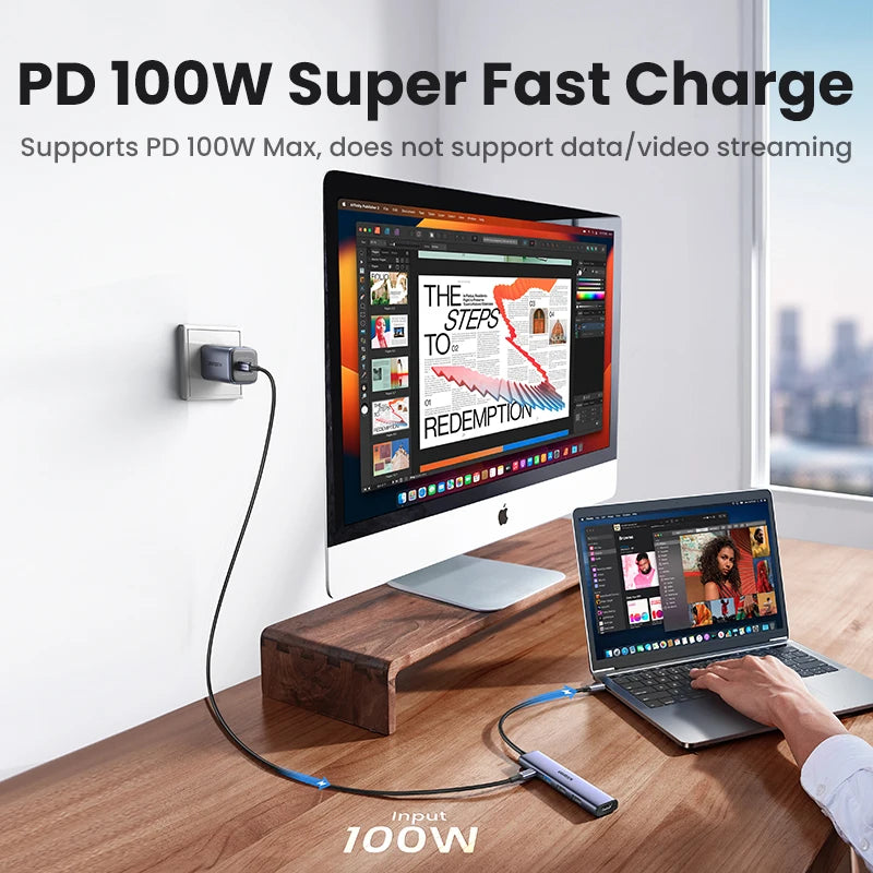 UGREEN 5-i-1 USB-C-hub med 4K HDMI og 100 W PD
