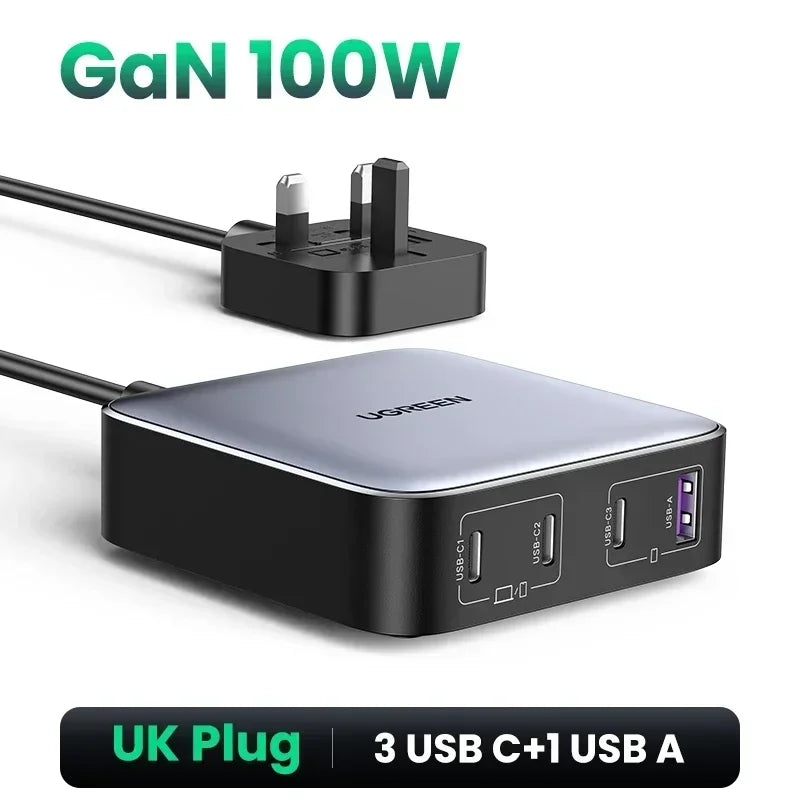 UGREEN CD328 6-i-1 GaN bordlader med opptil 100 W