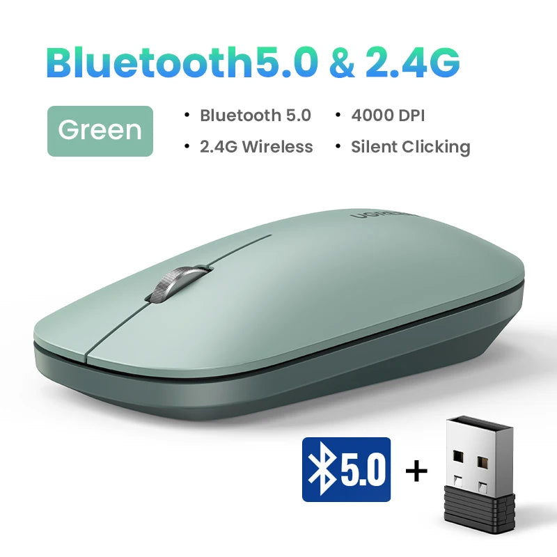 UGREEN Slank trådløs mus Bluetooth 2.4G 4000 DPI Stilleklikk for MacBook Pro M1 M2 iPad Nettbrett Datamaskin Bærbar PC